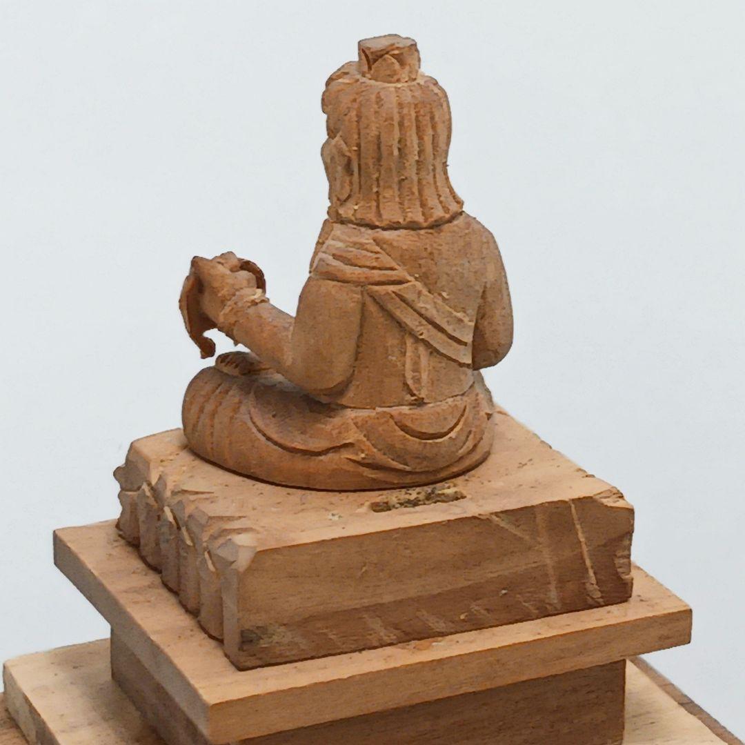 Y2293-26 仏教美術 木彫 不動明王 厨子 ミニチュア　I