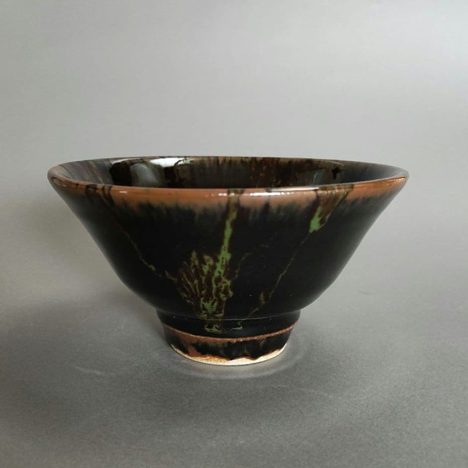 河井久　黒釉緑打掛茶碗　河井寛次郎　河井武一　民藝