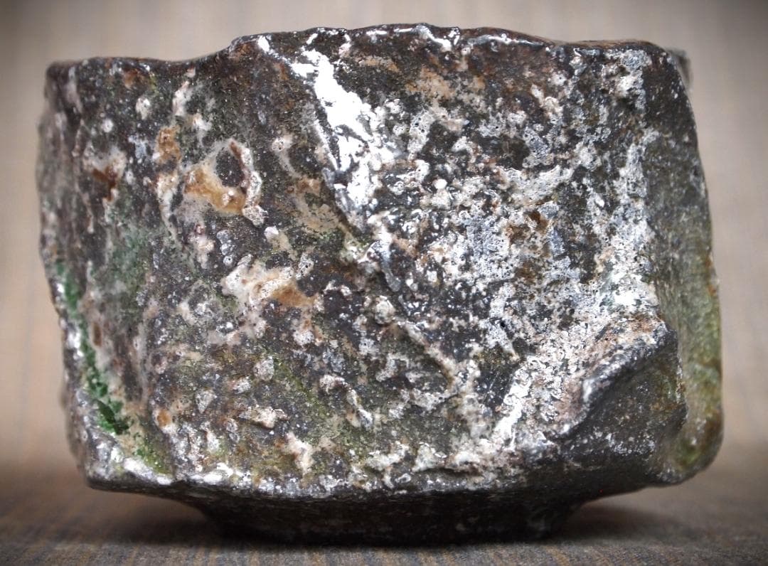 最上作★新学【師＆父：新歓嗣】★伊賀鎬茶碗★ビードロ★共箱・共布