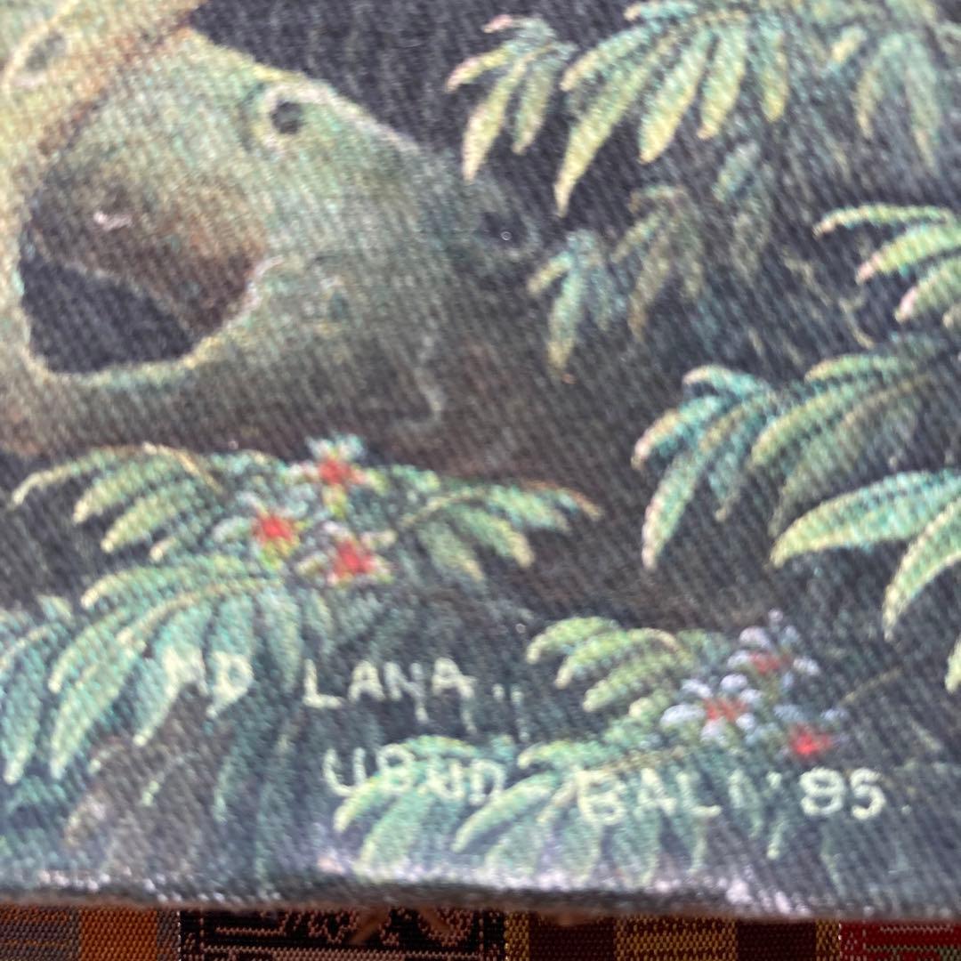 バリ絵　精緻な極細密画　超絶画法によって描かれたバリ島の民族画 約35×31cm