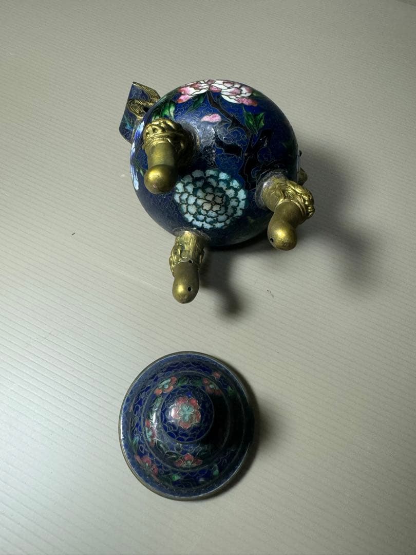 2096 七宝焼　景泰藍　香炉　時代物