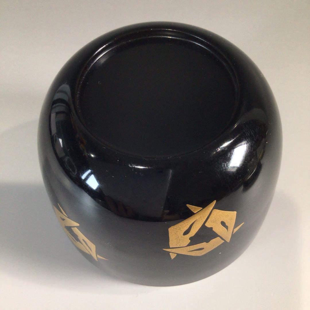 Ｐ６２８　棗　『漆匠　前端春斎作』『鱗鶴蒔絵』『大棗』　共共箱　茶道具