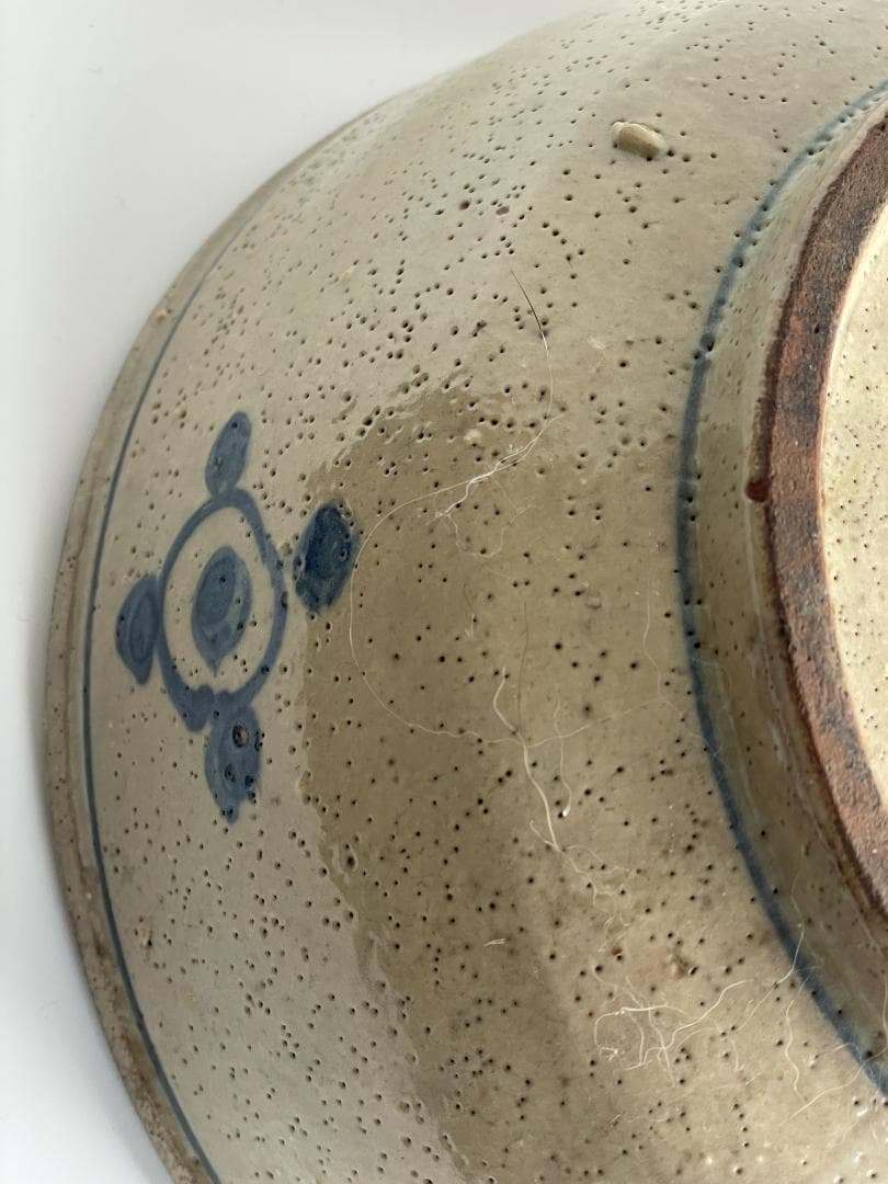 中国 古美術 明末清初 古染付 大鉢 特大 山水図 古玩 景徳鎮 骨董 美品