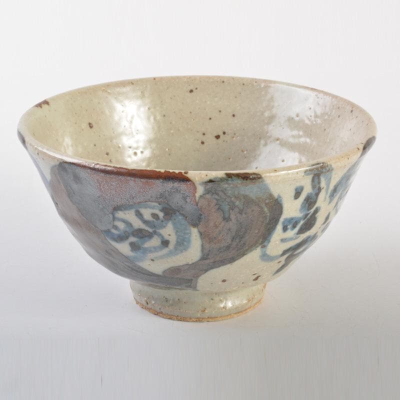 茶道具　染付　微風吹幽松　近聴声愈好　茶碗　清水公照絵付　共箱　V　6609