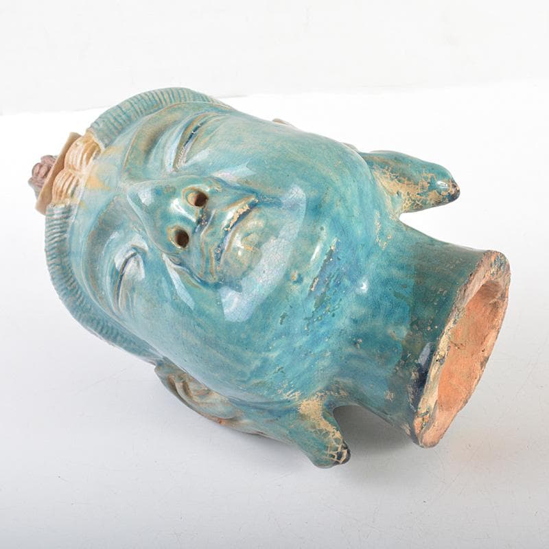 中国　三彩　仏頭　置物　C　6268