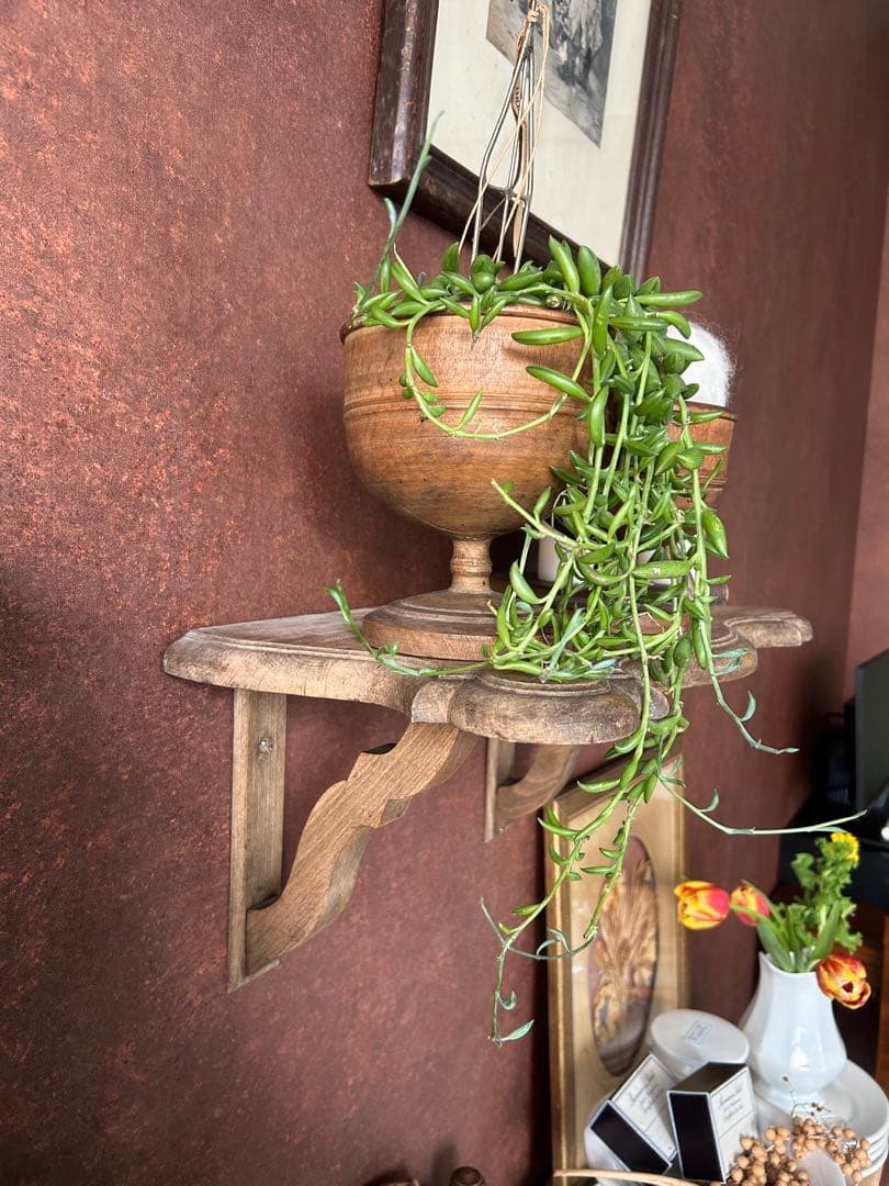 フランス アンティーク ウォールシェルフ 壁掛け棚 木製 無垢材 彫刻　剥離