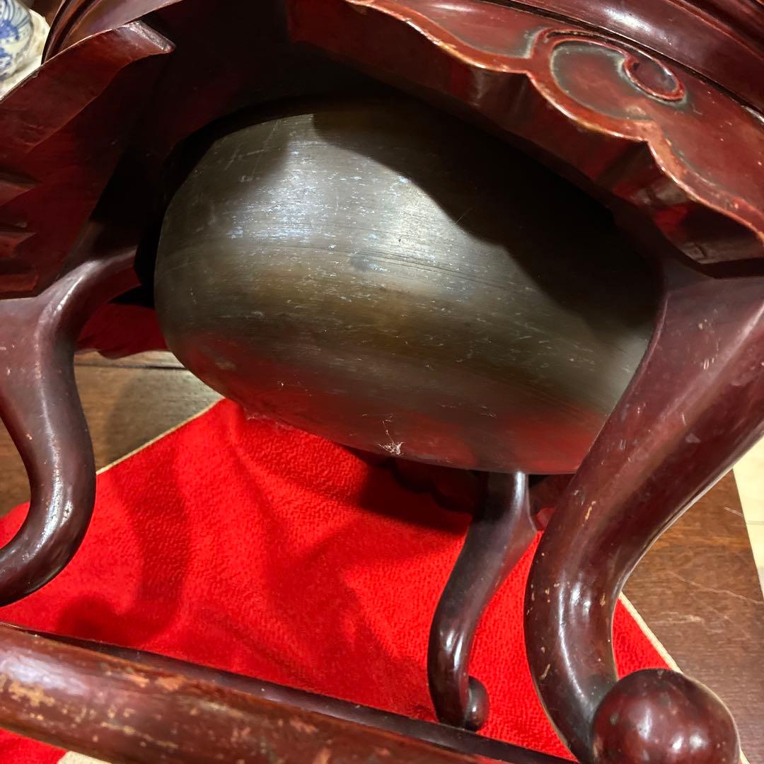 骨董　大名火鉢　猫脚3本　漆芸(^^)