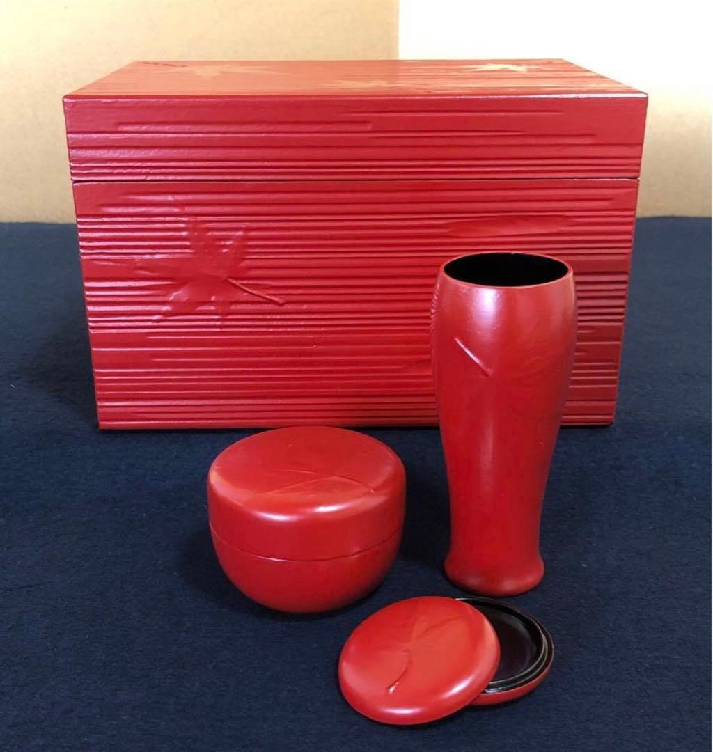 《R》紅葉 一閑 茶箱 3点付 遠州流 中谷光哉 共箱260107か5