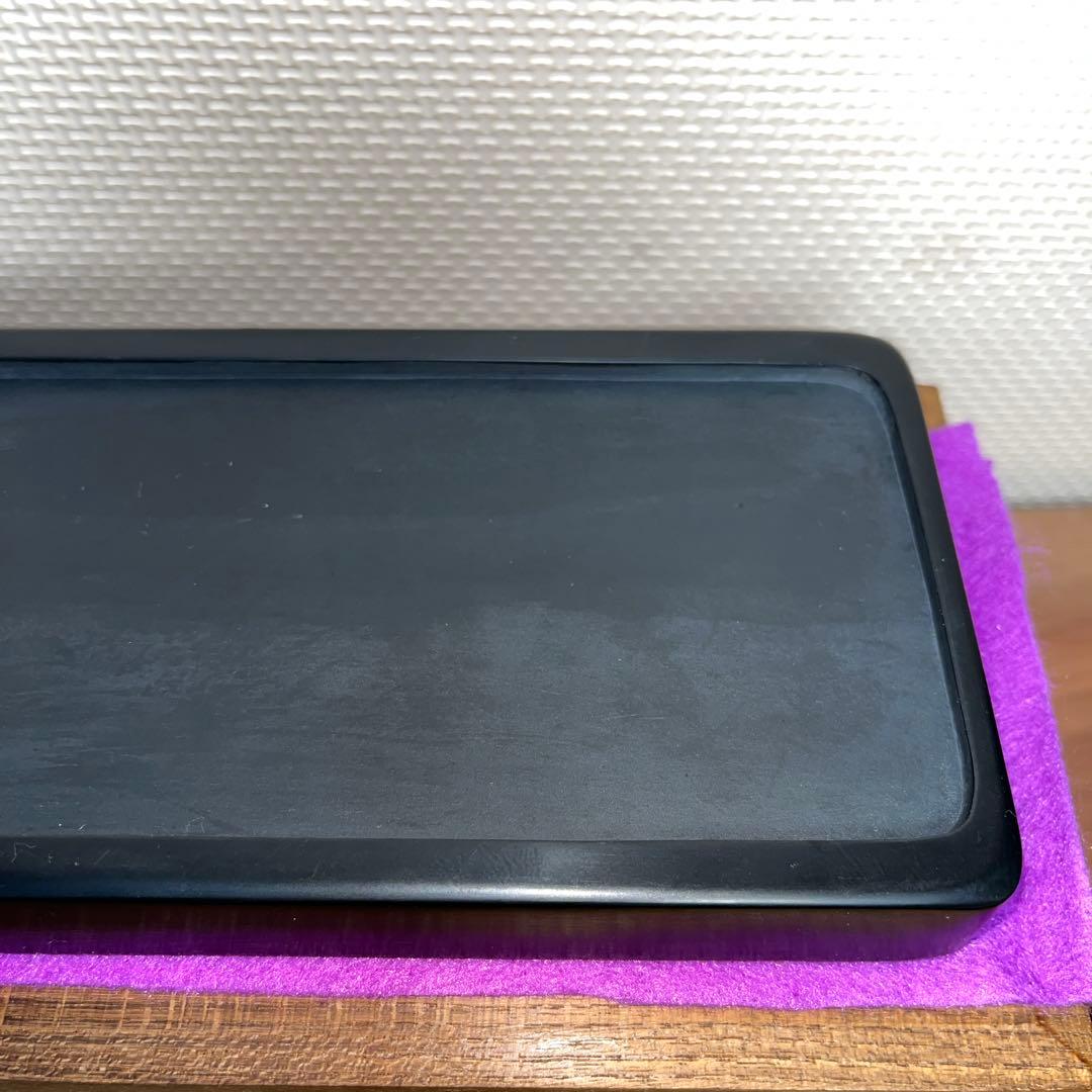 ⭕️雨端硯　長方研　未使用に近い美品　27cm超え　雨端石紋綺麗