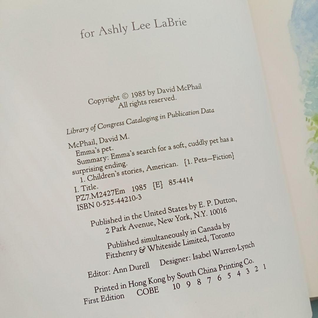 【匿名配送】Emma's Pet　デイビット・M・マクファイル　絵本　洋書　英語