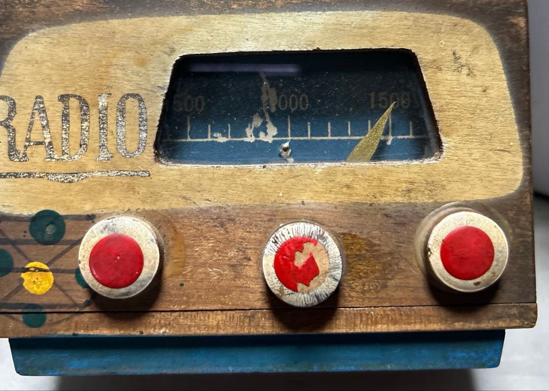 当時物 レトロ ビンテージ 真空管ラジオ型 木製貯金箱 希少