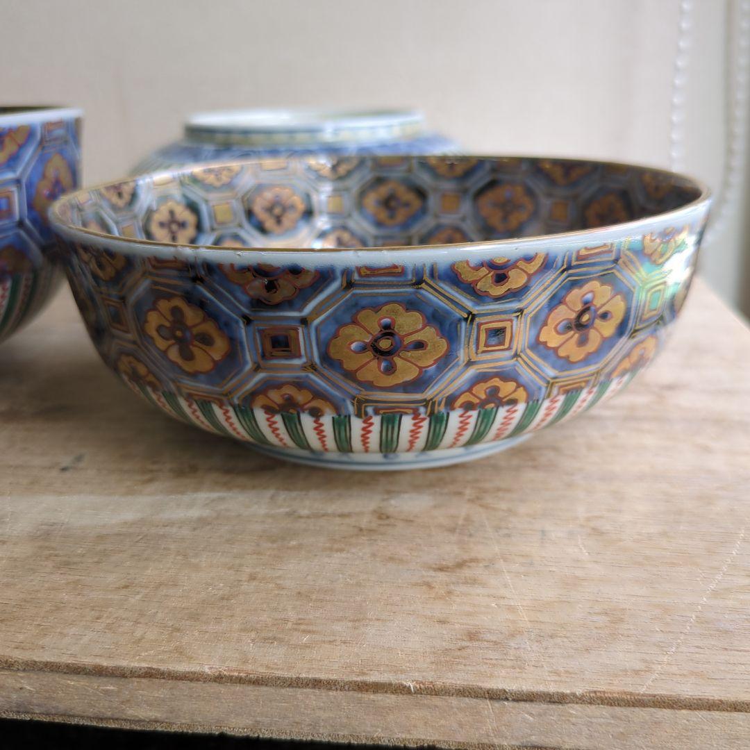 骨董 古伊万里 鉢 大中小 恵比寿 美品 盛り鉢 器 染錦 ３つ 飾り鉢