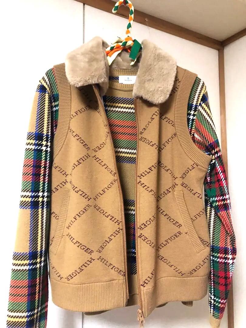 トミー ヒルフィガー ゴルフ2WAYネックモノグラムジャカードニットベスト