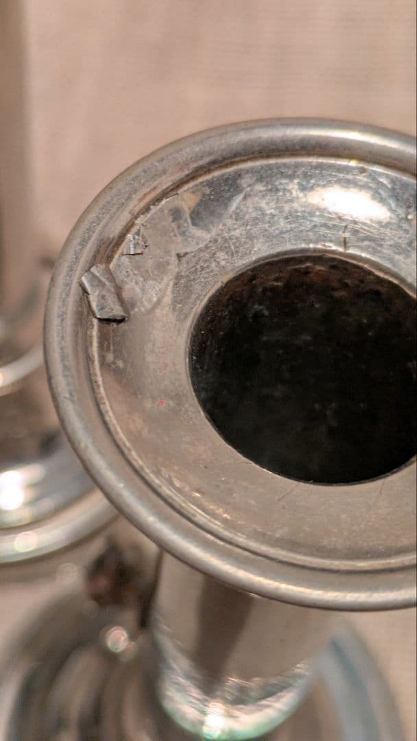 【完動良品】フランスアンティーク 高さ調節可能な蝋燭台 レア銀色2個 25-D