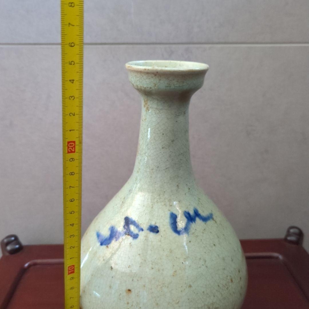 朝鮮古美術　骨董品　古道具　高麗李朝　染付　青磁貫入　大徳利　花瓶　飾り壺