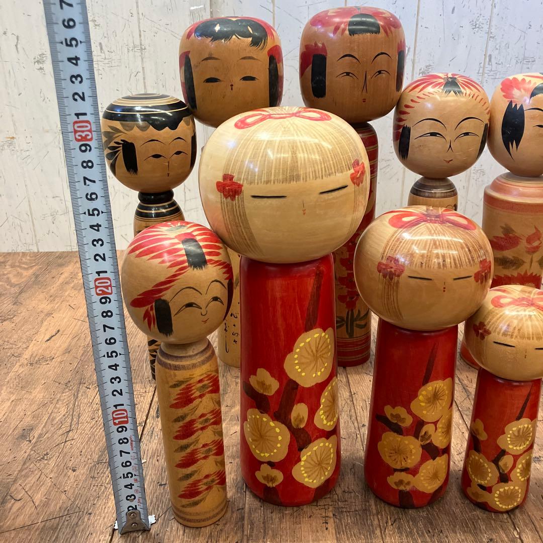③昭和レトロ 伝統工芸 郷土玩具 木製 創作 こけし 小芥子 13体 まとめ売り