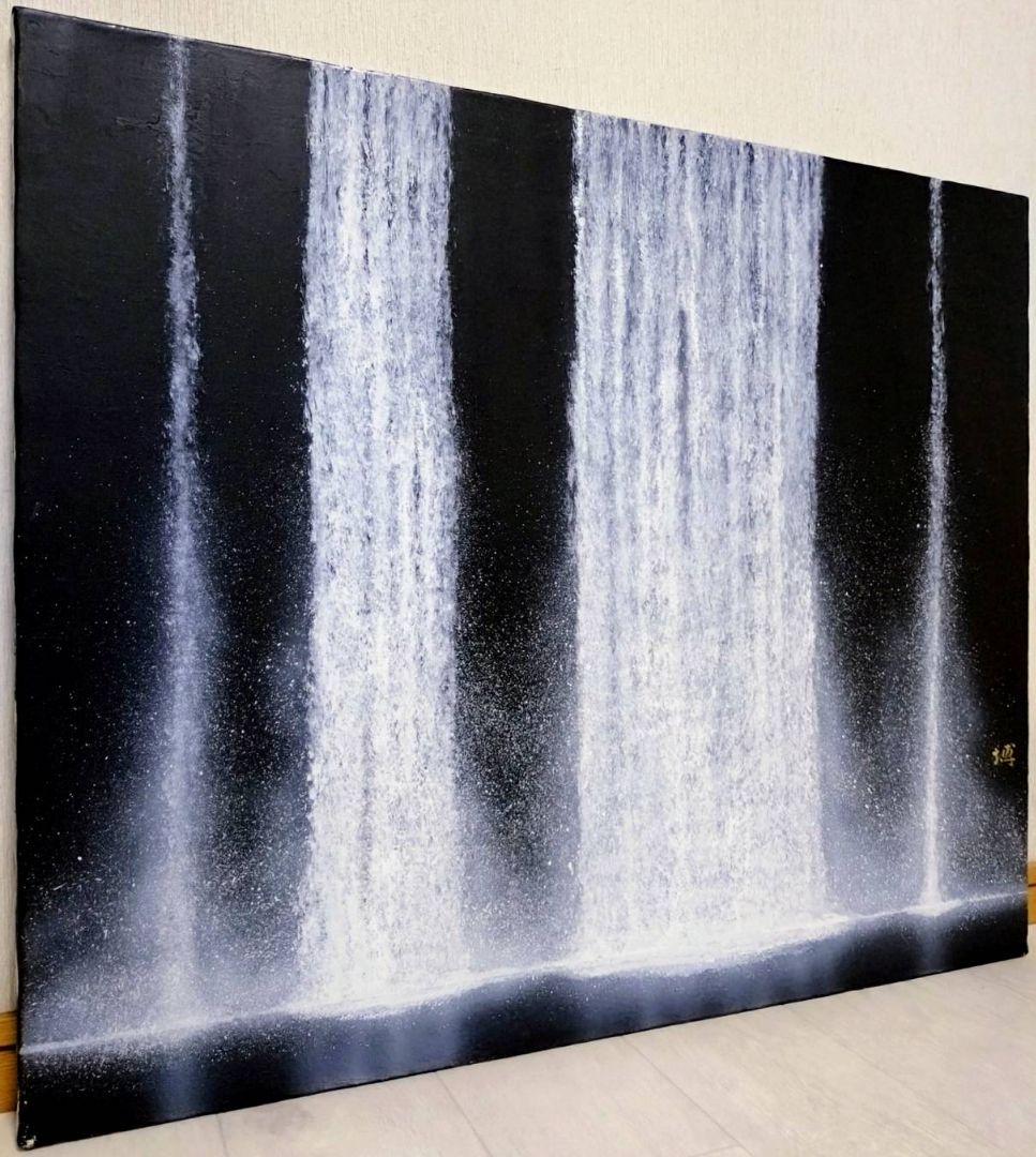 【F20号】千住博【ウォーターフォール】手描き/表サイン・共シール有/岩彩/油彩