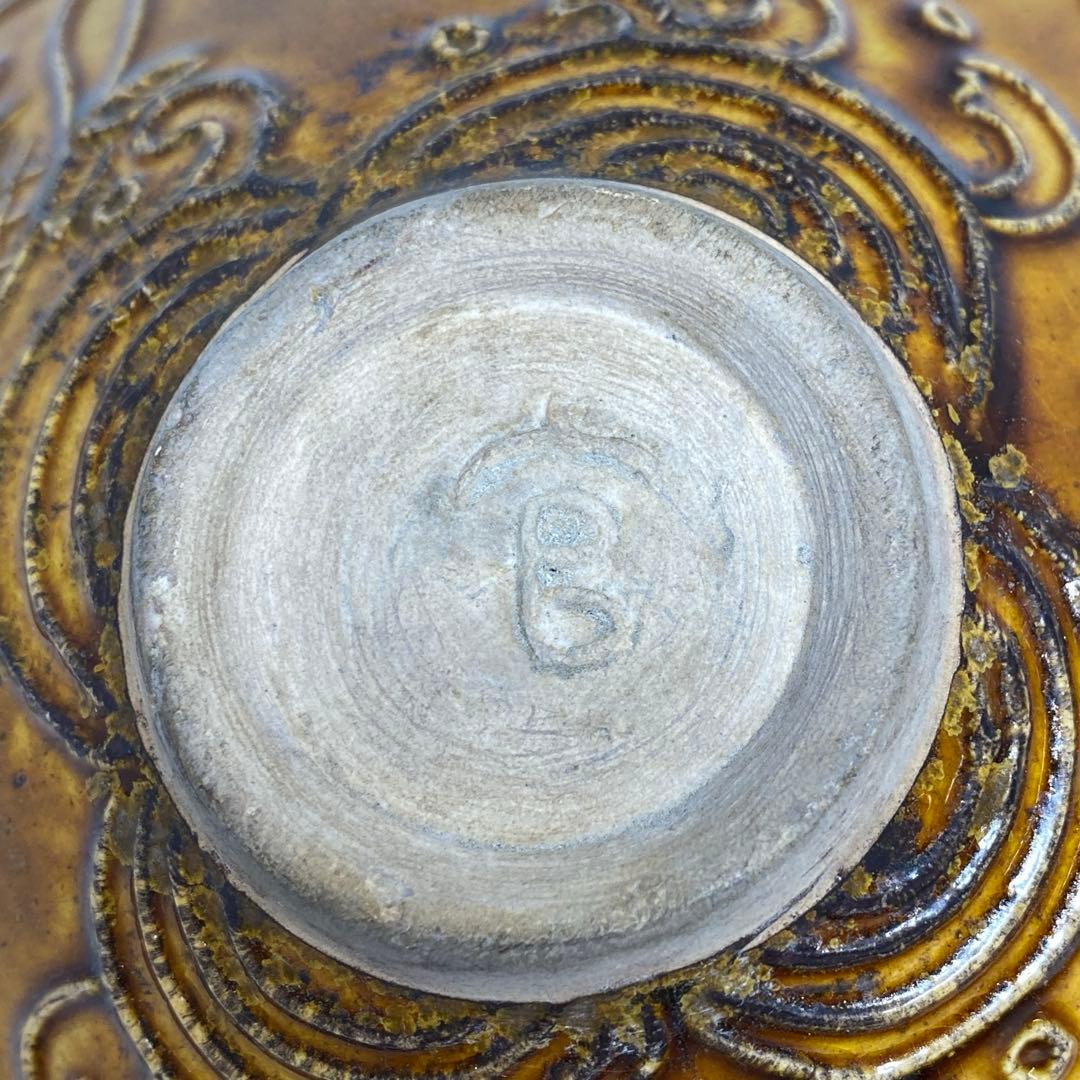 古代中国　あめ紬　魚回大鉢　タニオ　直径約22.5cm 東N7-1004①