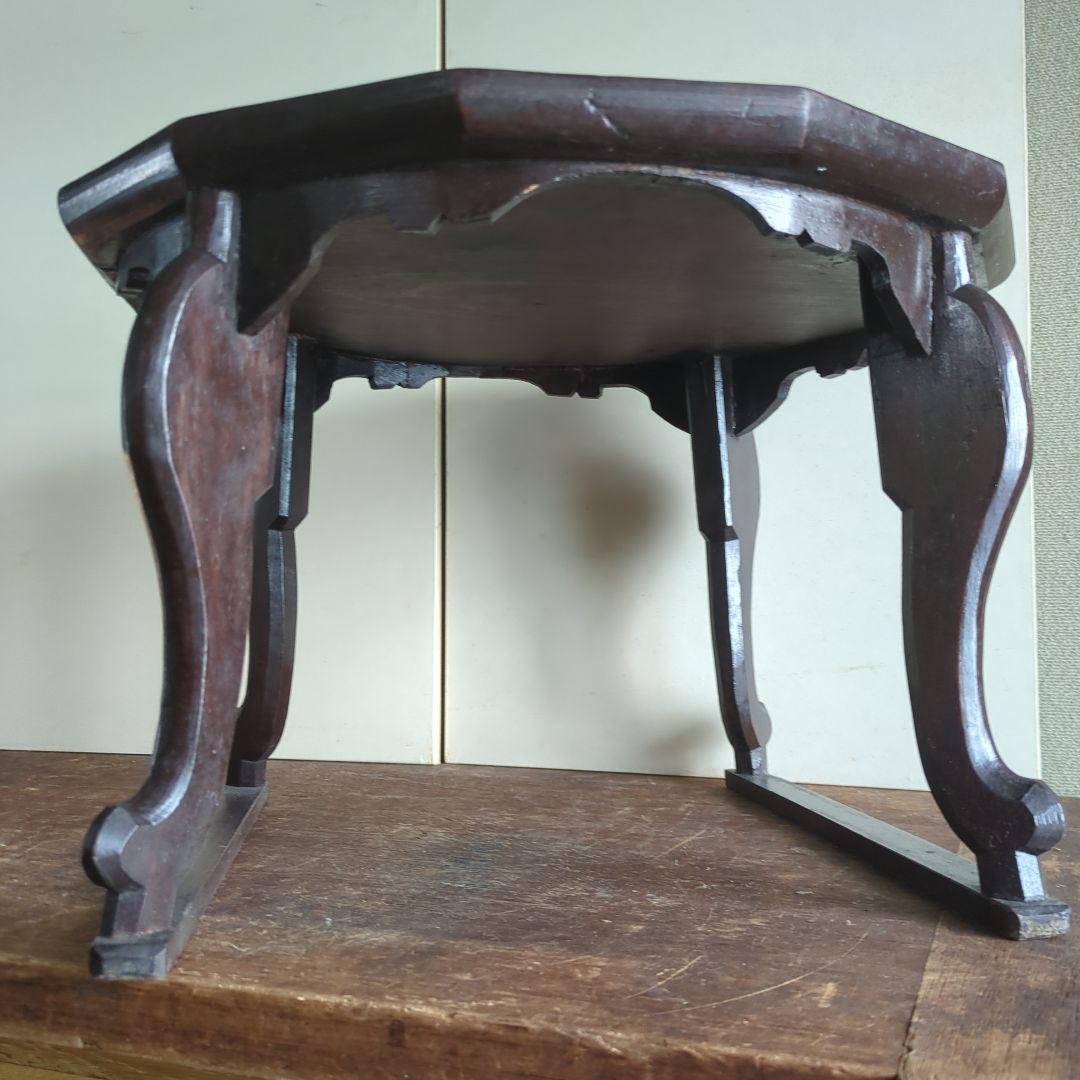 骨董 李朝 ソバン 小盤 李朝 お膳　花形 虎脚 机　花台 木製 飾り台